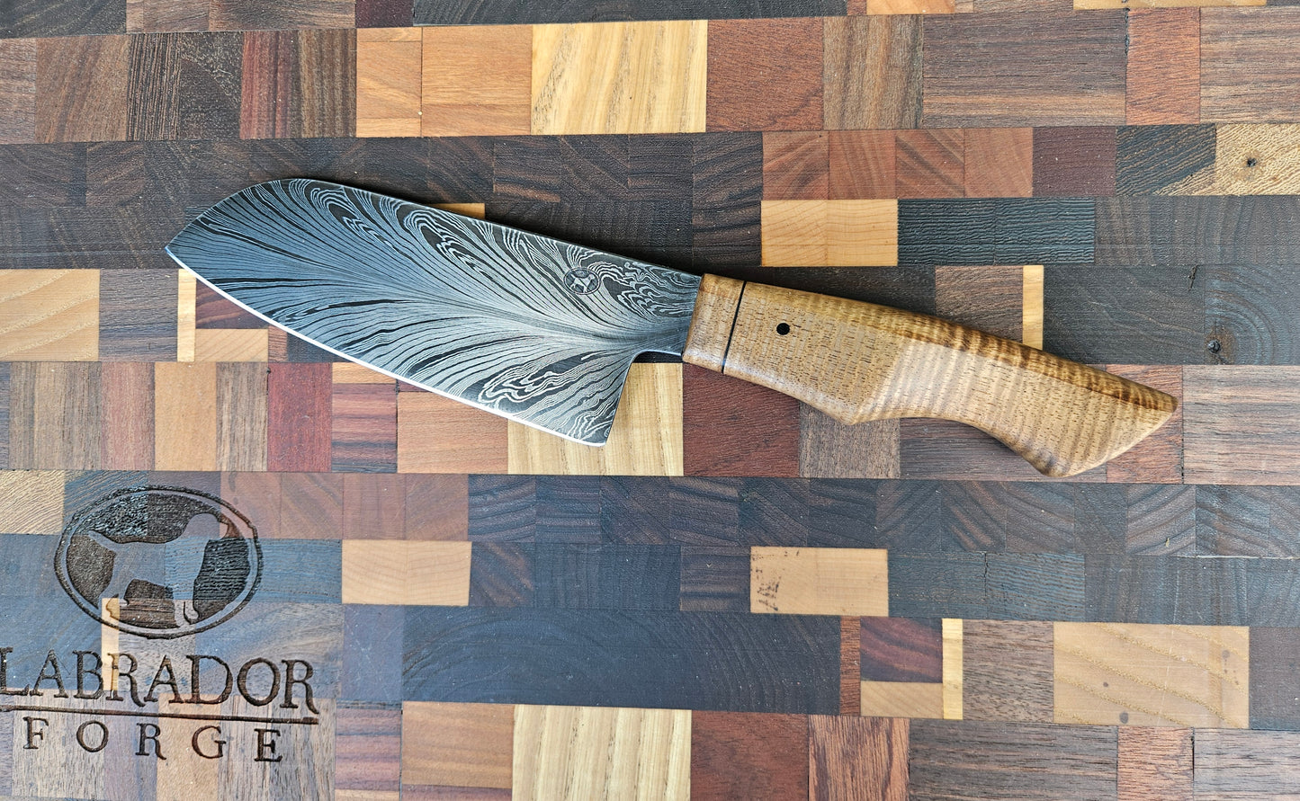 6" Feather Damascus Santoku